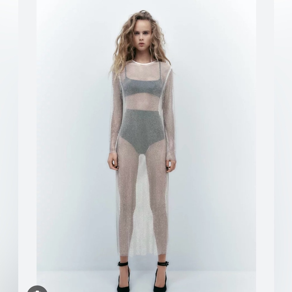 Zara Rhinestone Mesh Dress M/L